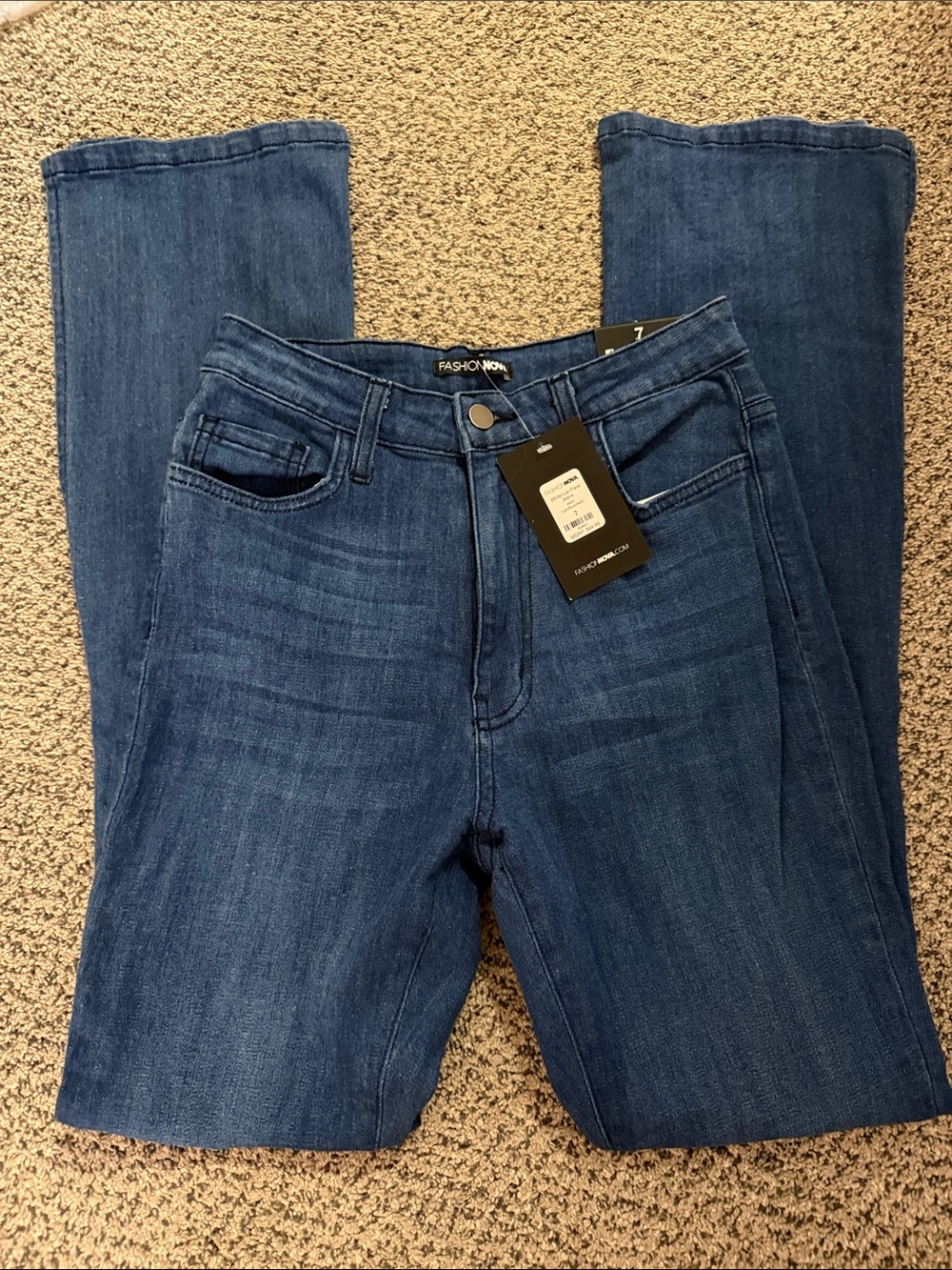 Fashion Nova Dark Indigo High-Rise Straight Jeans